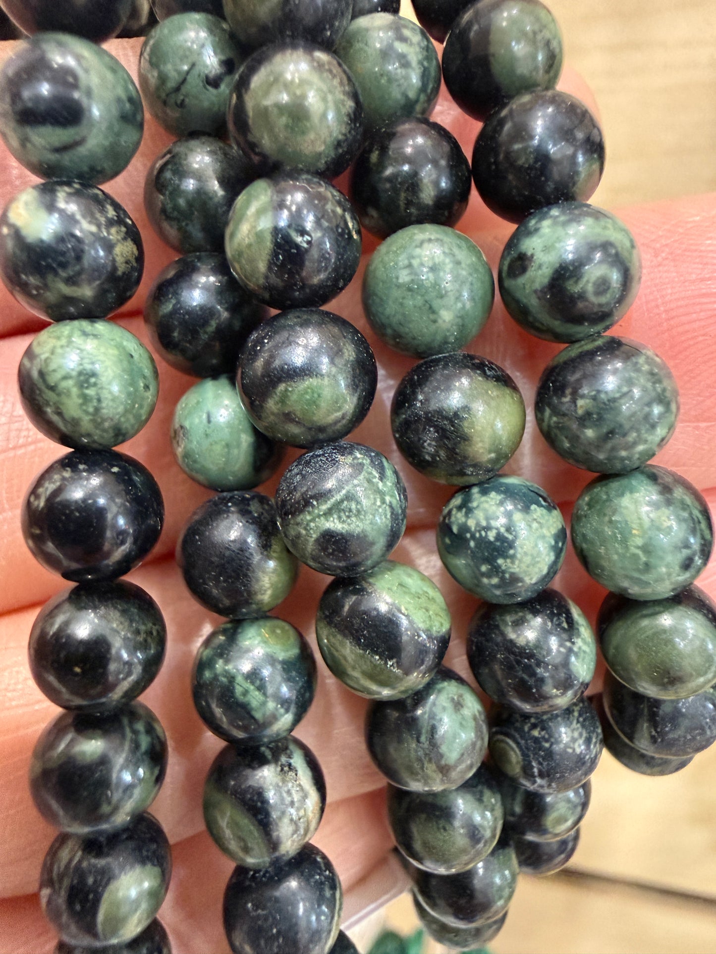Kambaba Jasper Stretch Bracelet- Round Smooth 7.5 inches