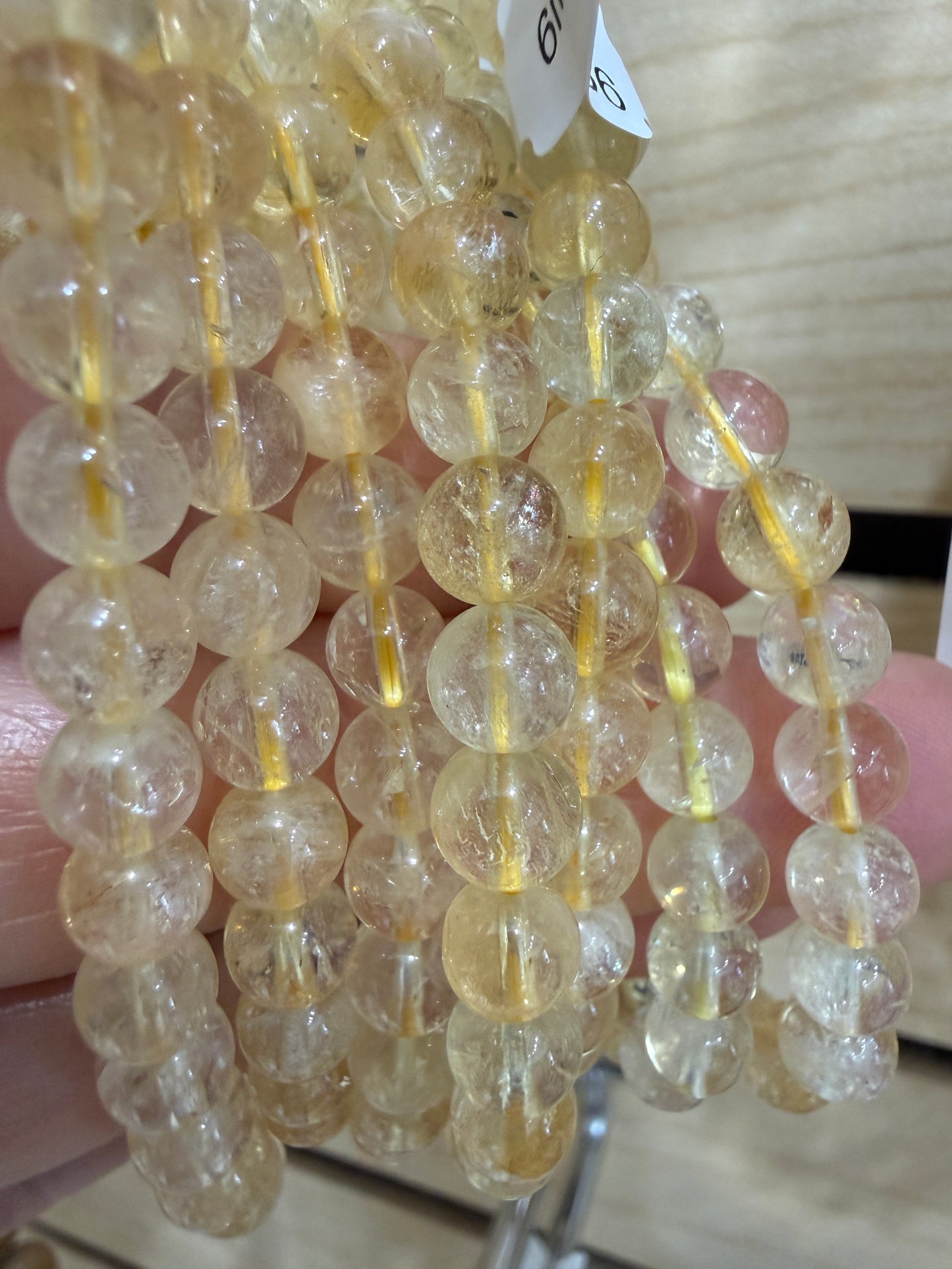 Citrine Stretch Bracelet- Round Smooth 7.5 inches