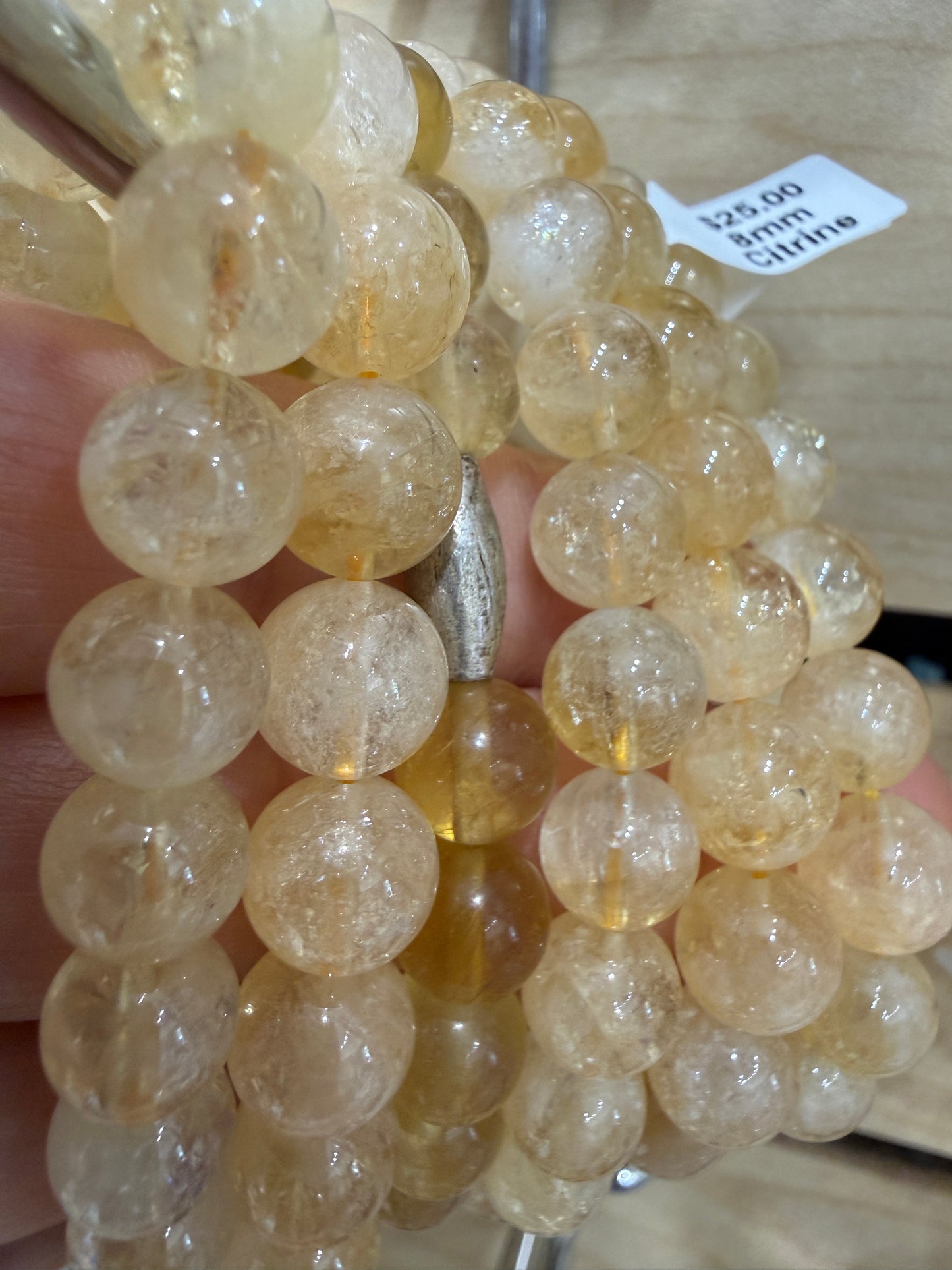 Citrine Stretch Bracelet- Round Smooth 7.5 inches