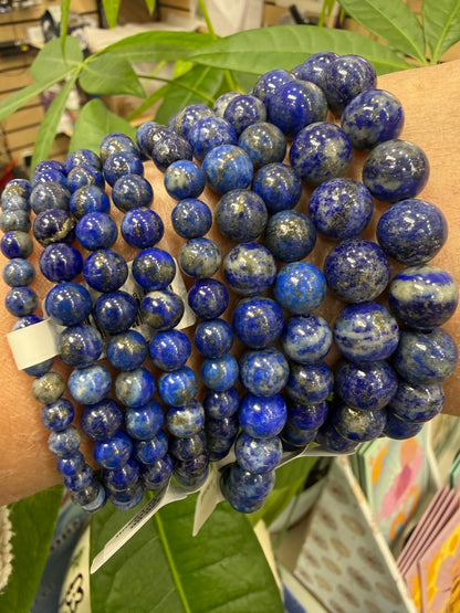 Lapis Lazuli Stretch Bracelet- Round Smooth 7.5 inches