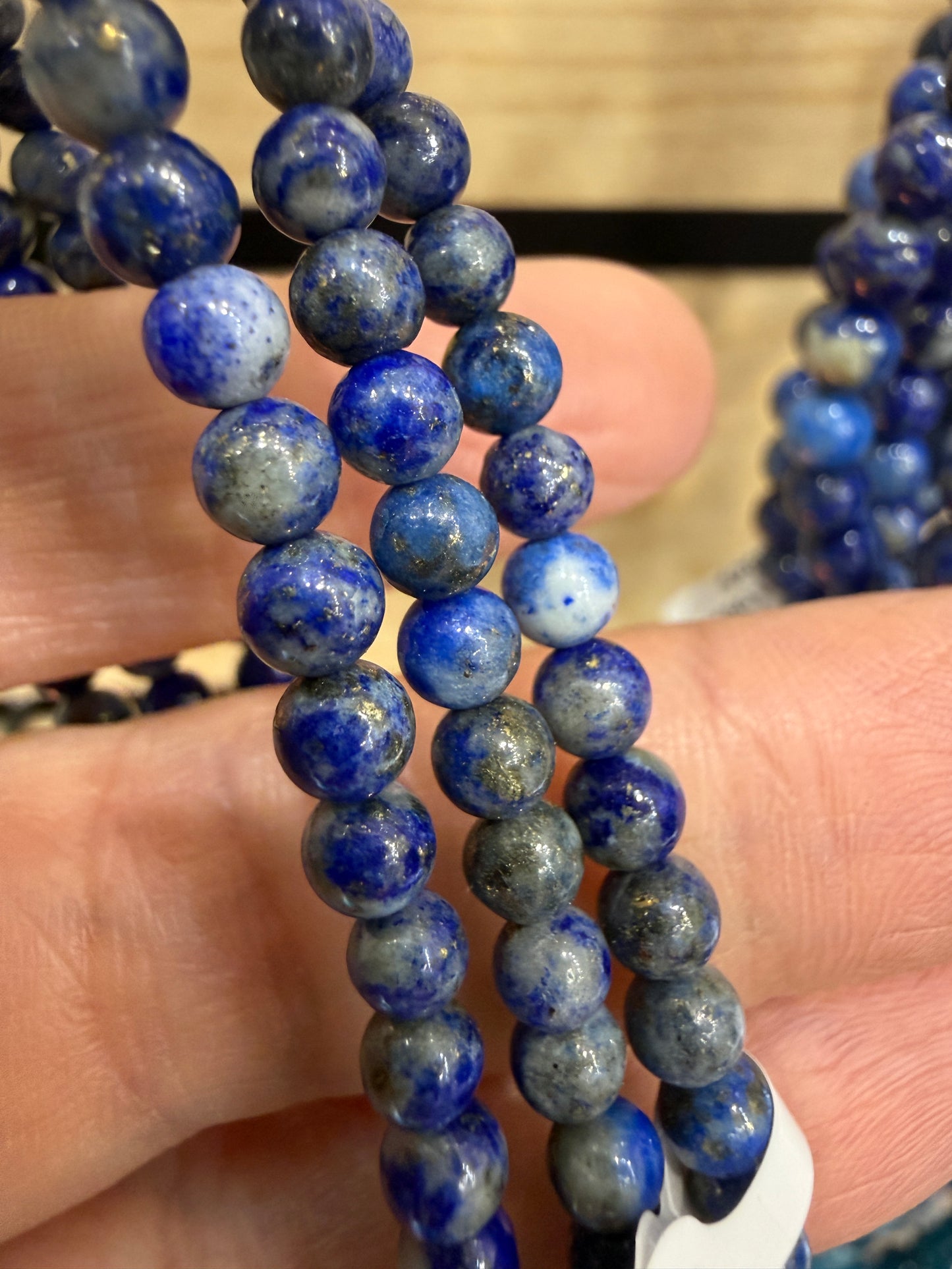 Lapis Lazuli Stretch Bracelet- Round Smooth 7.5 inches