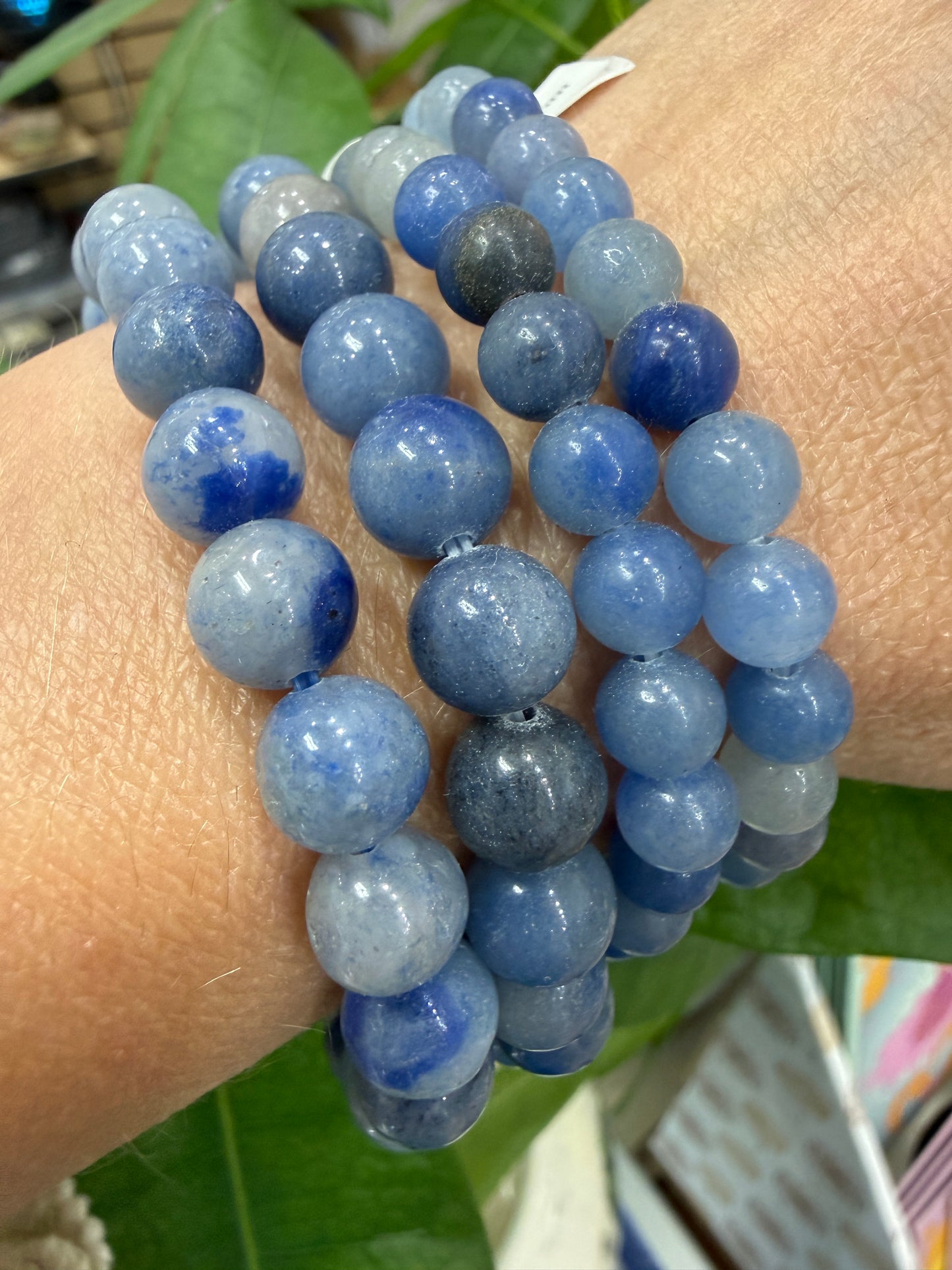 Blue Aventurine Stretch Bracelet- Round Smooth 7.5 inches