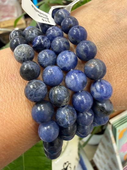 Sodalite Stretch Bracelet- Round Smooth 7.5 inches