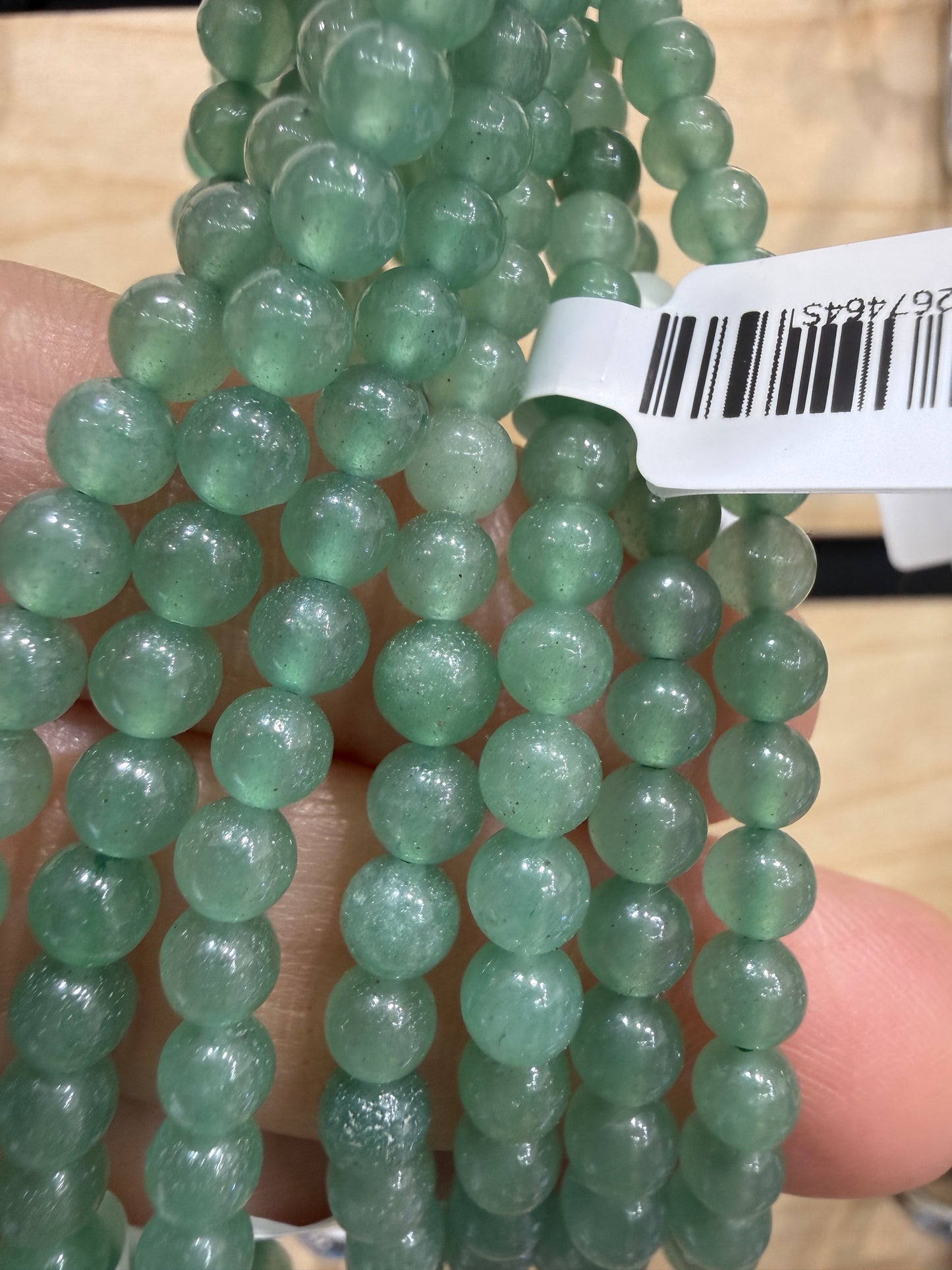 Green Aventurine Stretch Bracelet- Round Smooth 7.5 inches