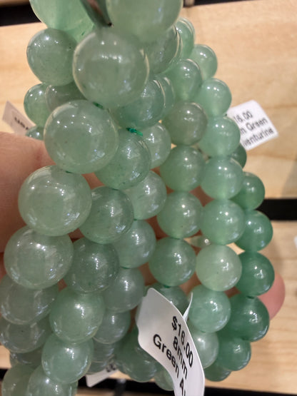 Green Aventurine Stretch Bracelet- Round Smooth 7.5 inches