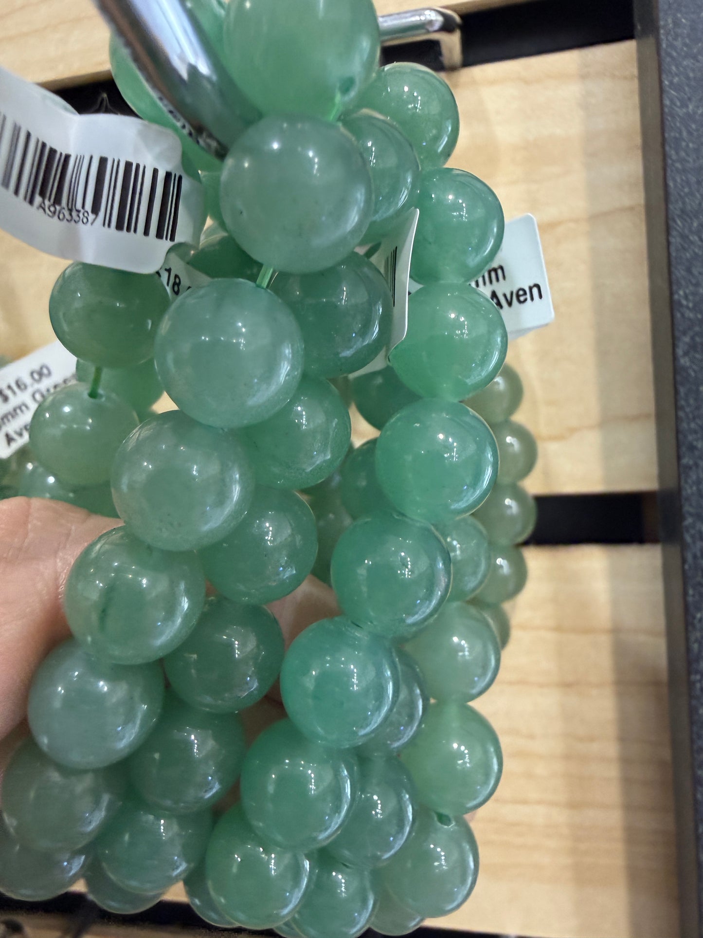 Green Aventurine Stretch Bracelet- Round Smooth 7.5 inches