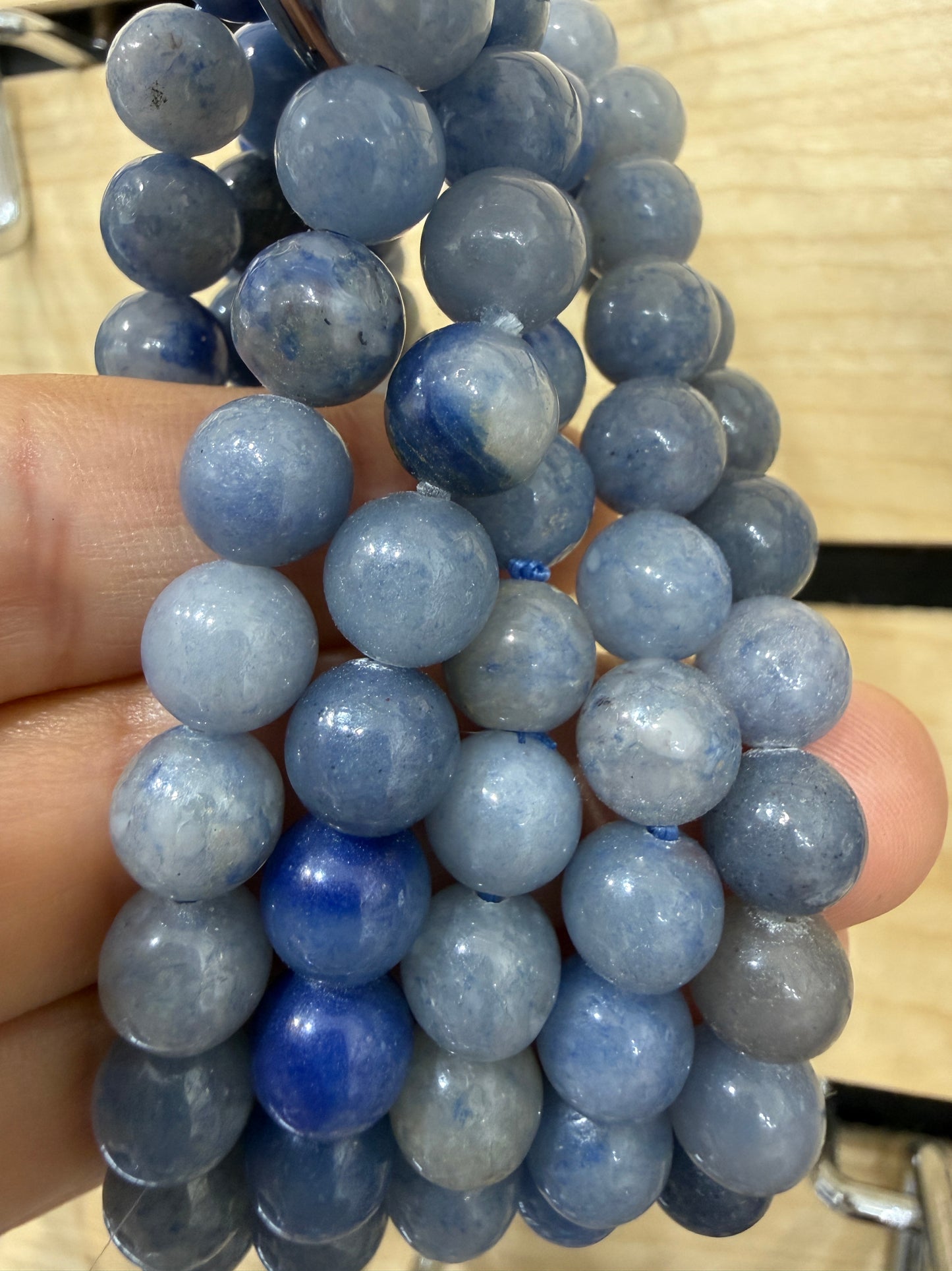 Blue Aventurine Stretch Bracelet- Round Smooth 7.5 inches