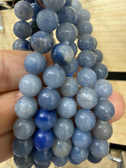 Blue Aventurine Stretch Bracelet- Round Smooth 7.5 inches