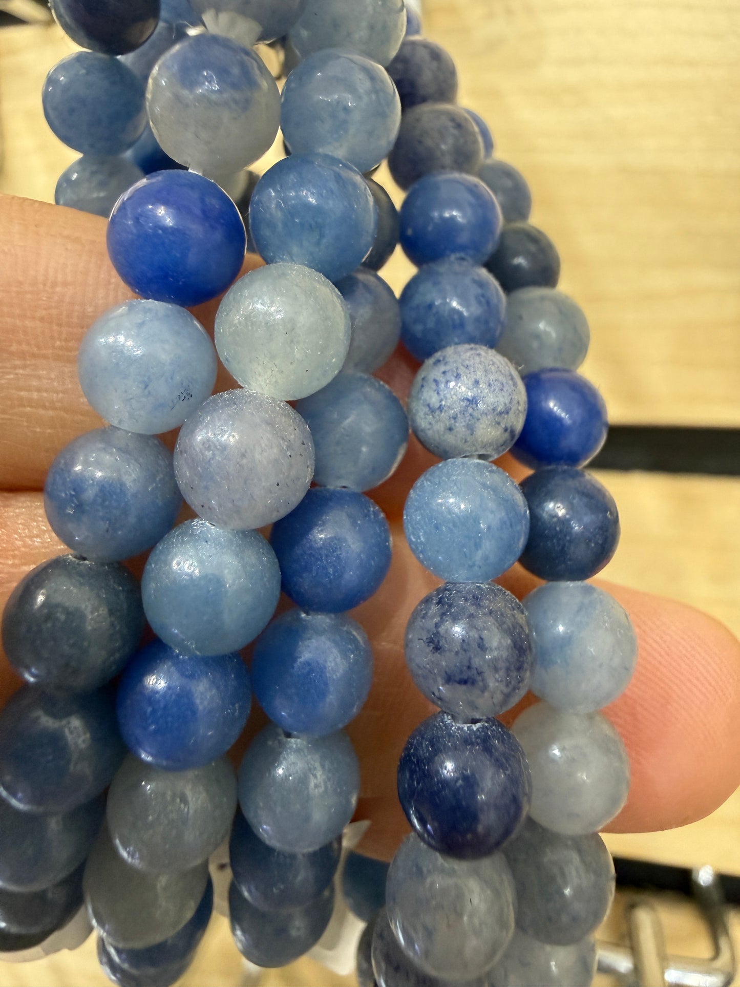 Blue Aventurine Stretch Bracelet- Round Smooth 7.5 inches