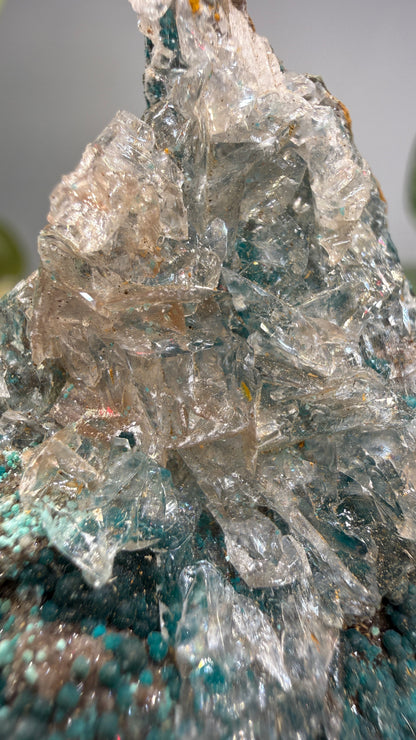 Rosasite with Calcite- Ojuela Mine, Mapimí, Mapimí Municipality, Durango, Mexico