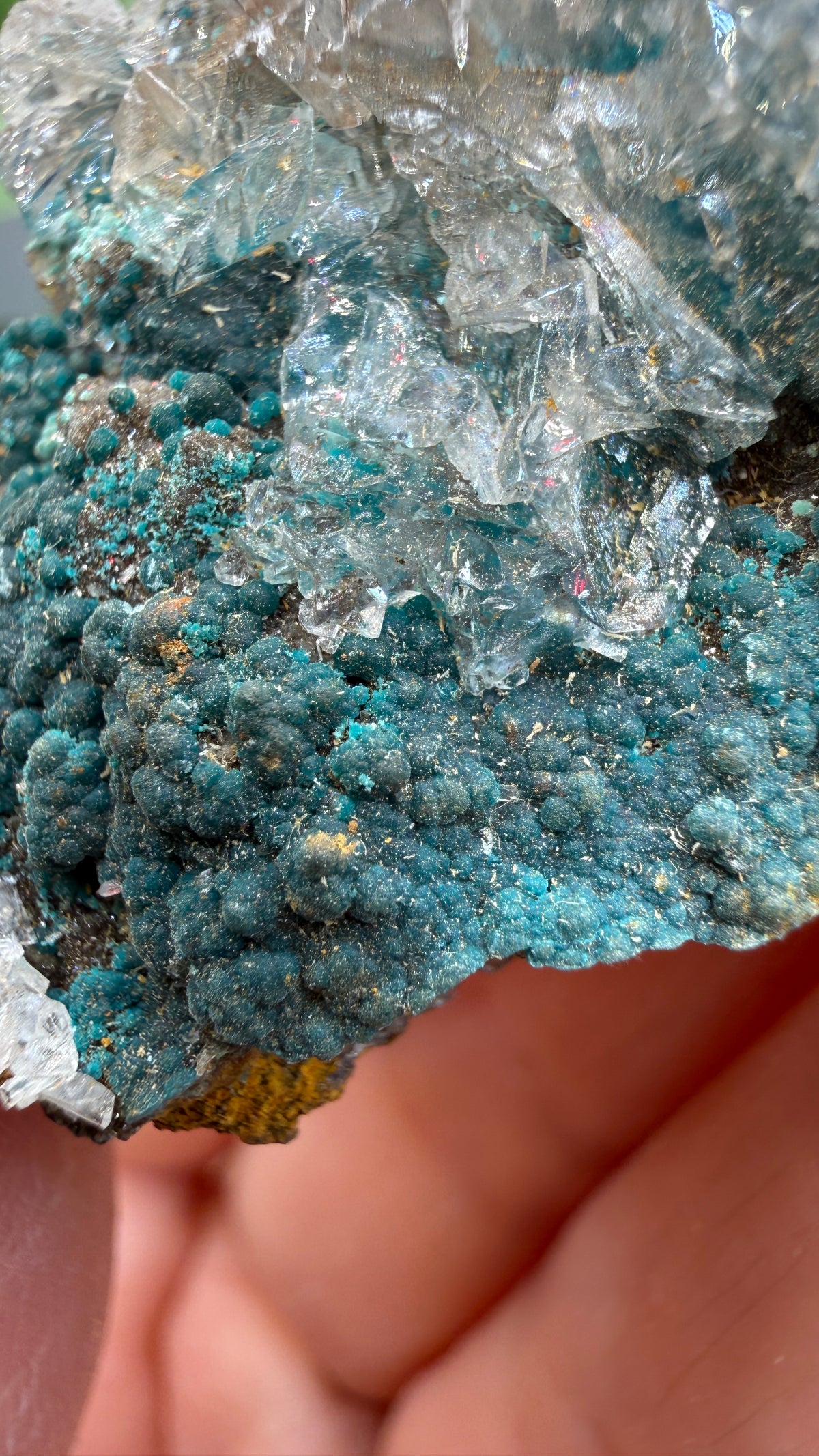 Rosasite with Calcite- Ojuela Mine, Mapimí, Mapimí Municipality, Durango, Mexico