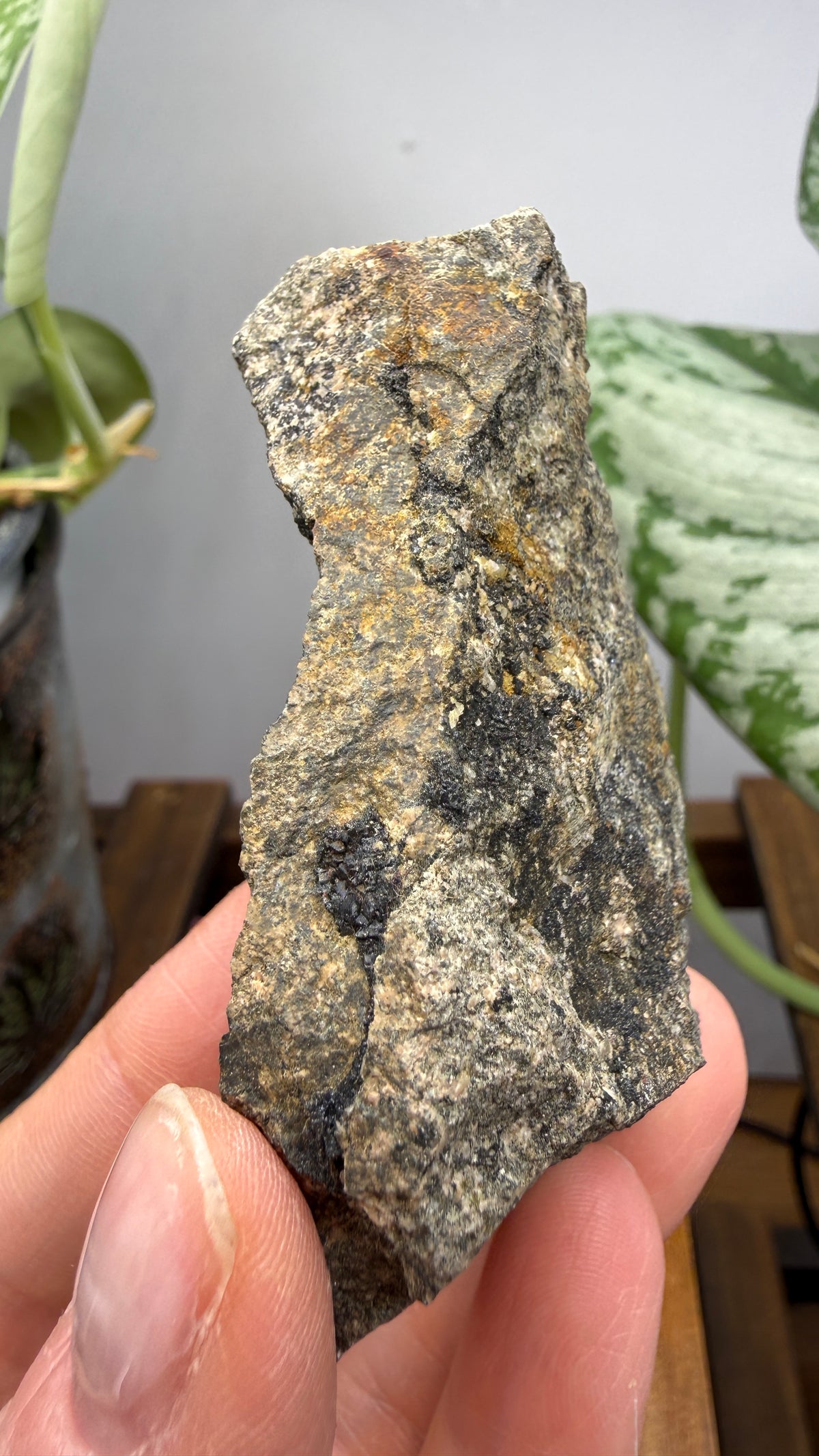 Babingtonite with Calcite- Winchester Highlands, Middlesex County, Massachusetts, USA