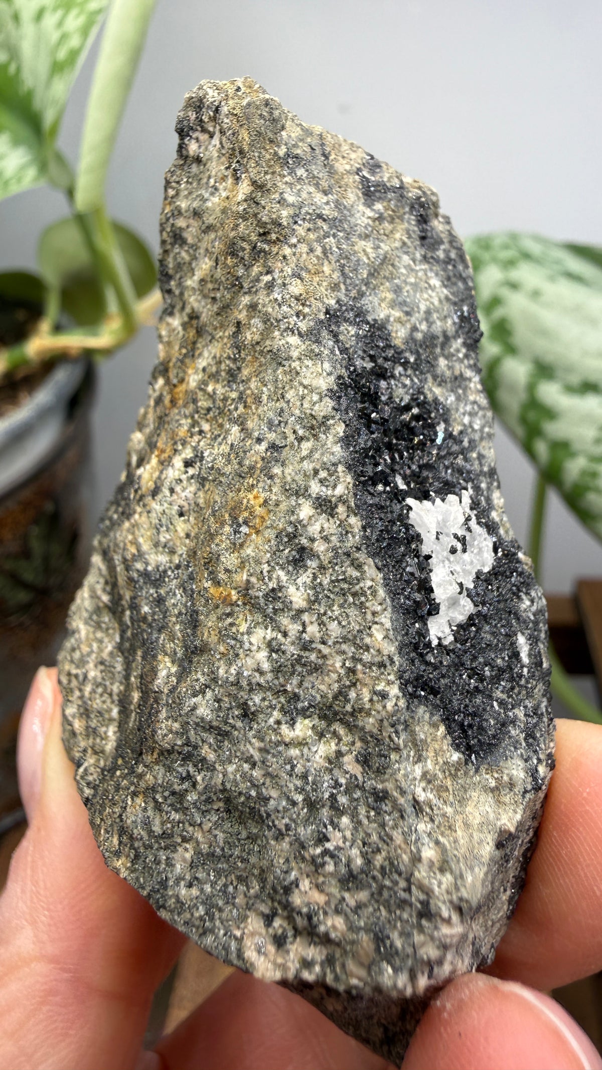 Babingtonite with Calcite- Winchester Highlands, Middlesex County, Massachusetts, USA
