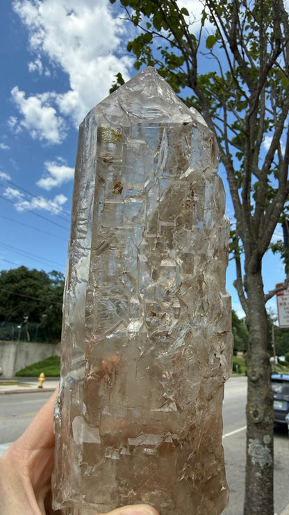 Citrine Point (Natural Brazilian) with Mica, Sulfur- Statement Piece