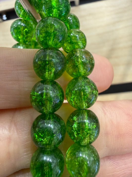 Chrome Diopside Stretch Bracelet- Round Smooth 7.5 inches