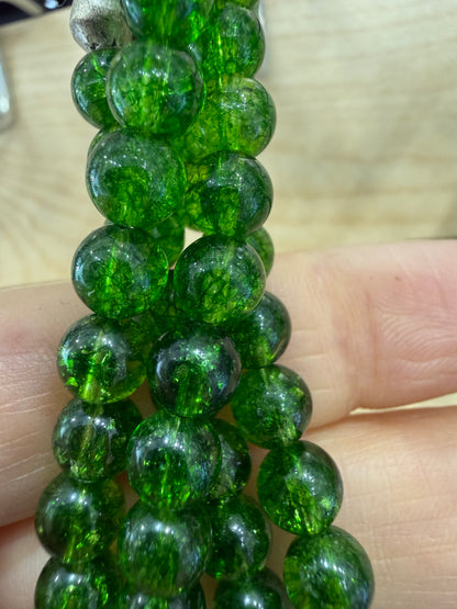 Chrome Diopside Stretch Bracelet- Round Smooth 7.5 inches
