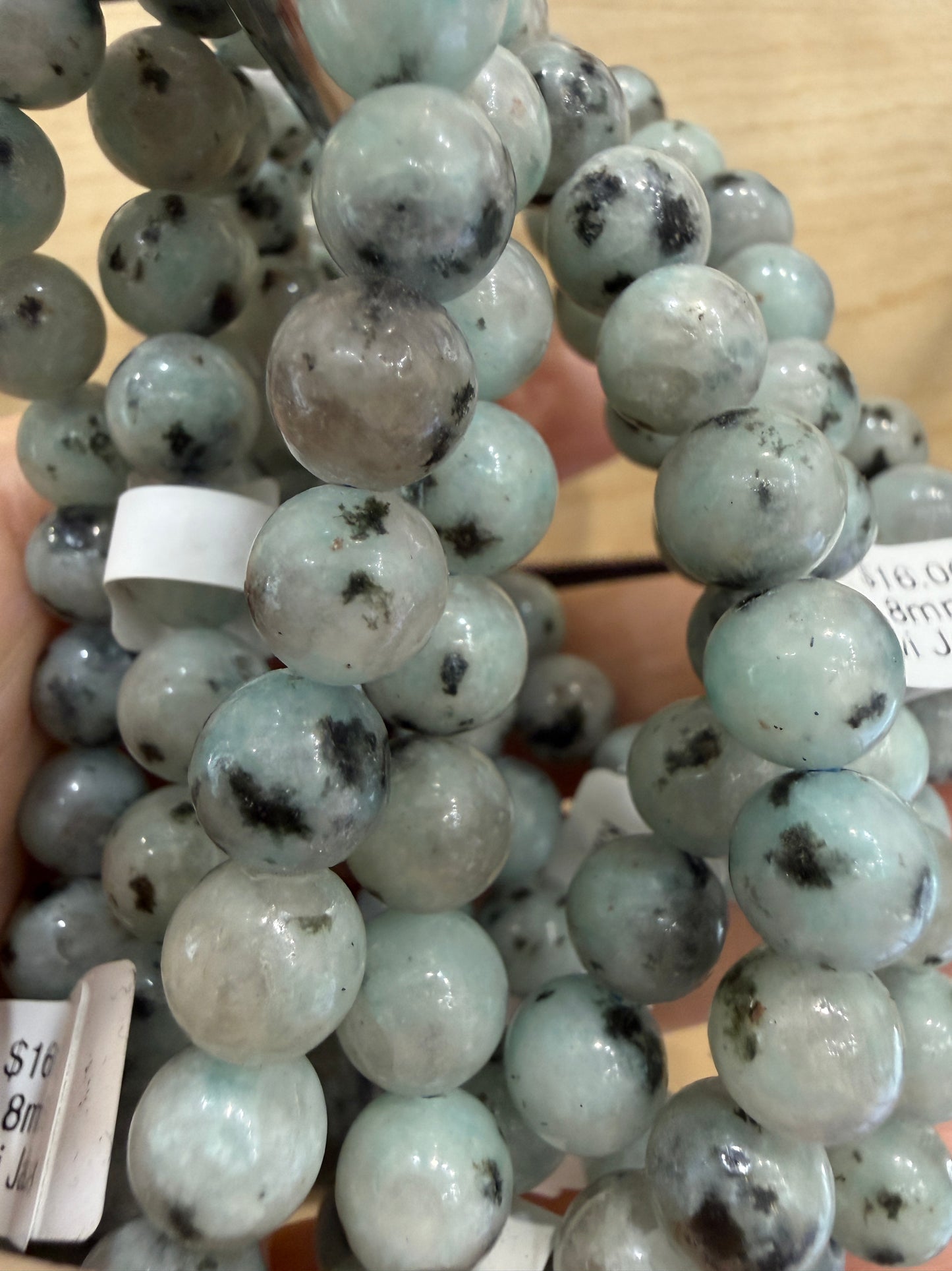 Kiwi Jasper Stretch Bracelet- Round Smooth 7.5 inches