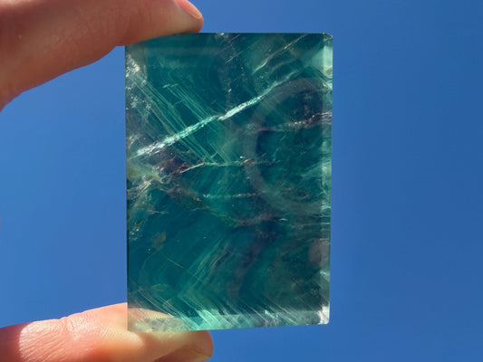 Rainbow Fluorite Flat Cabochon - Rainbow Fluorite Slab - Fluorite Window