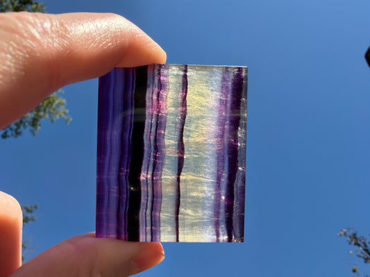 Rainbow Fluorite Flat Cabochon - Rainbow Fluorite Slab - Fluorite Window