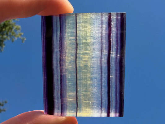 Rainbow Fluorite Flat Cabochon - Rainbow Fluorite Slab - Fluorite Window