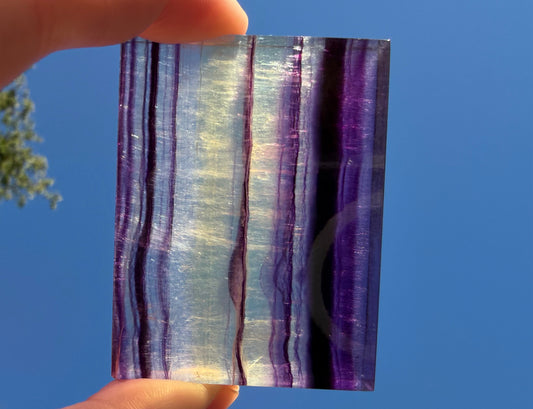 Rainbow Fluorite Flat Cabochon - Rainbow Fluorite Slab - Fluorite Window