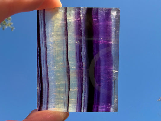 Rainbow Fluorite Flat Cabochon - Rainbow Fluorite Slab - Fluorite Window