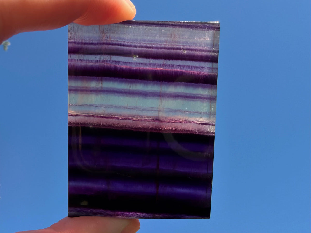 Rainbow Fluorite Flat Cabochon - Rainbow Fluorite Slab - Fluorite Window