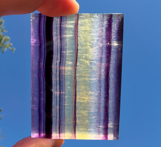 Rainbow Fluorite Flat Cabochon - Rainbow Fluorite Slab - Fluorite Window