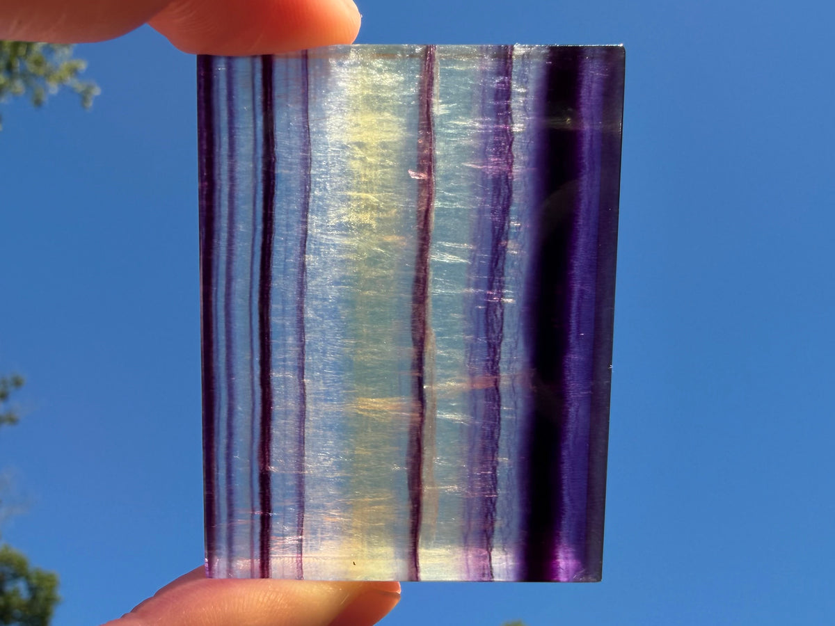 Rainbow Fluorite Flat Cabochon - Rainbow Fluorite Slab - Fluorite Window