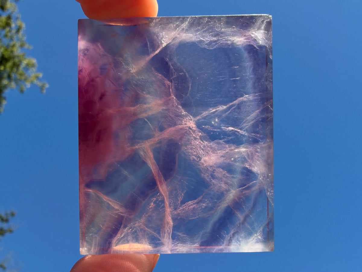 Rainbow Fluorite Flat Cabochon - Rainbow Fluorite Slab - Fluorite Window