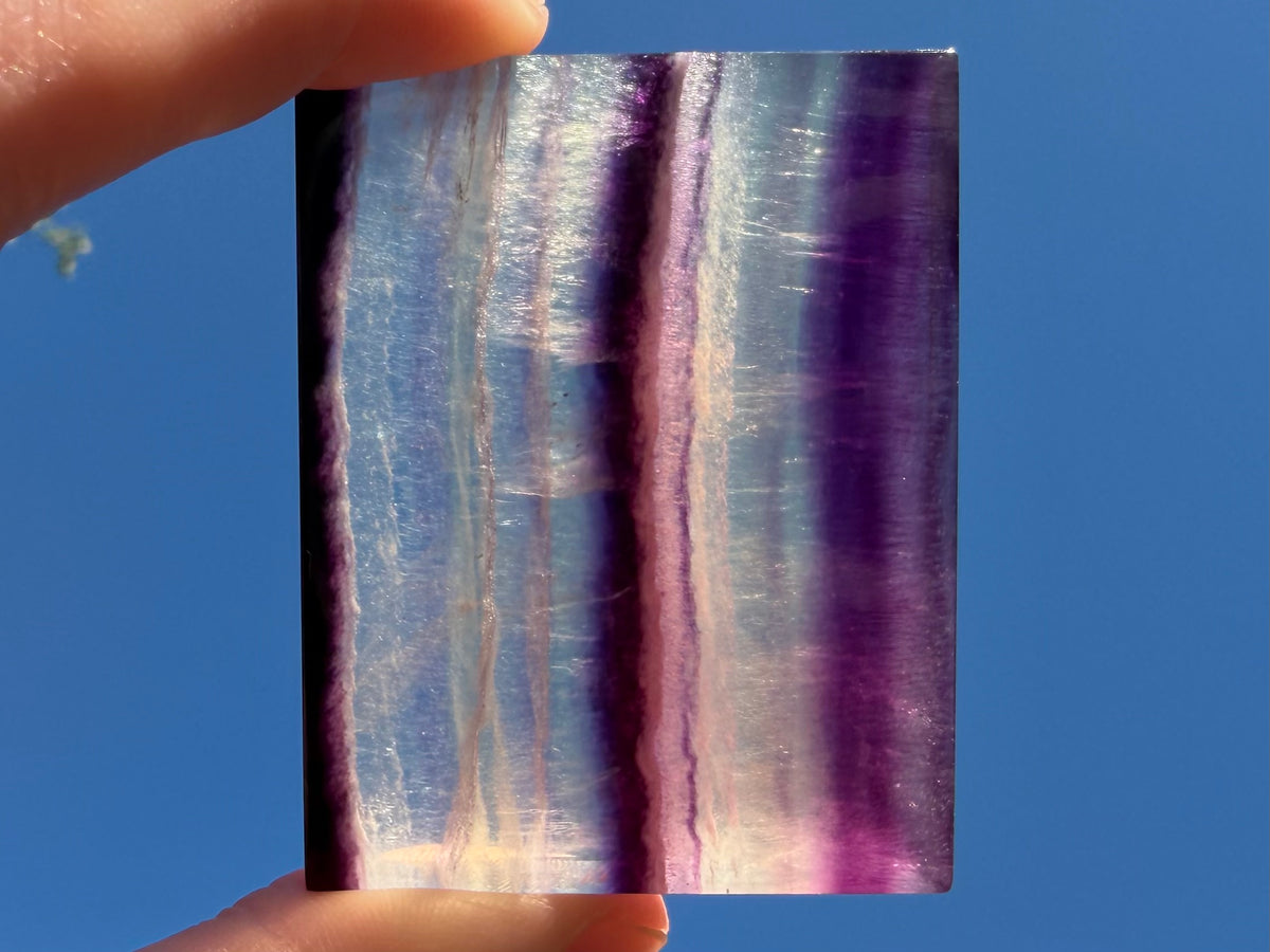 Rainbow Fluorite Flat Cabochon - Rainbow Fluorite Slab - Fluorite Window