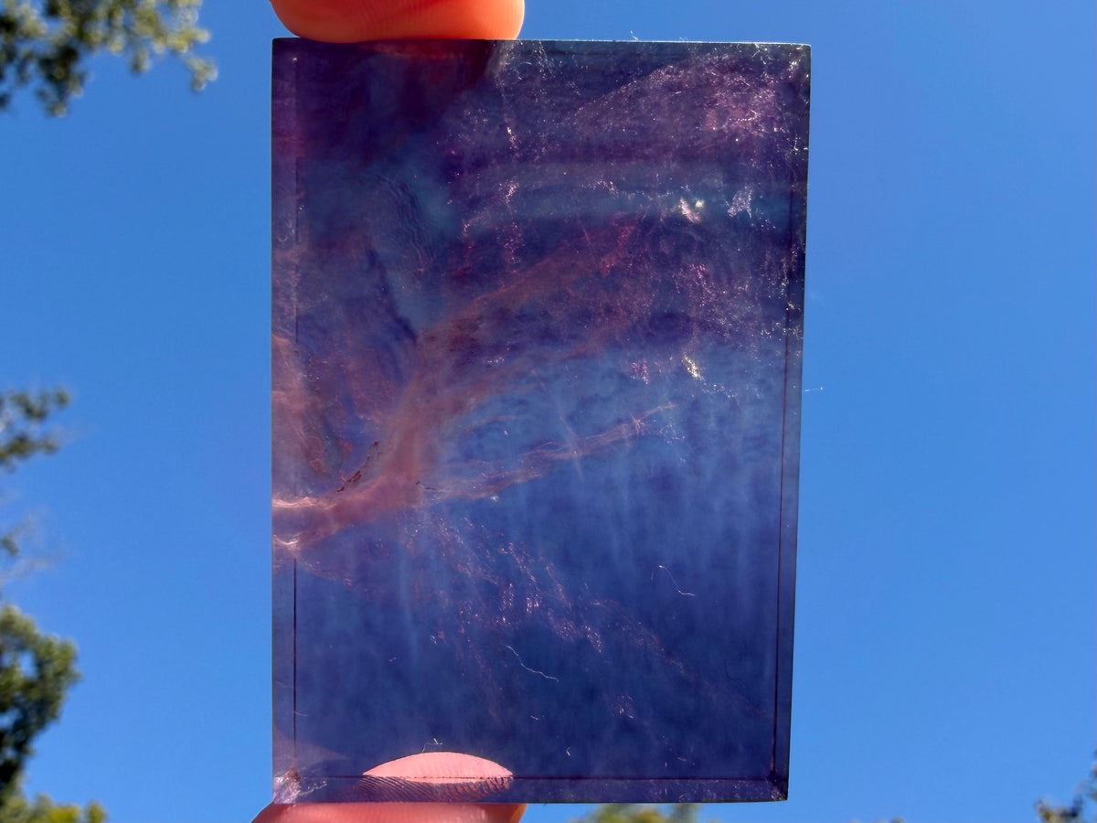 Rainbow Fluorite Flat Cabochon - Rainbow Fluorite Slab - Fluorite Window