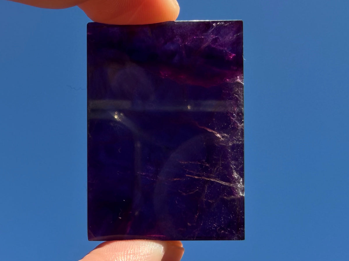 Rainbow Fluorite Flat Cabochon - Rainbow Fluorite Slab - Fluorite Window