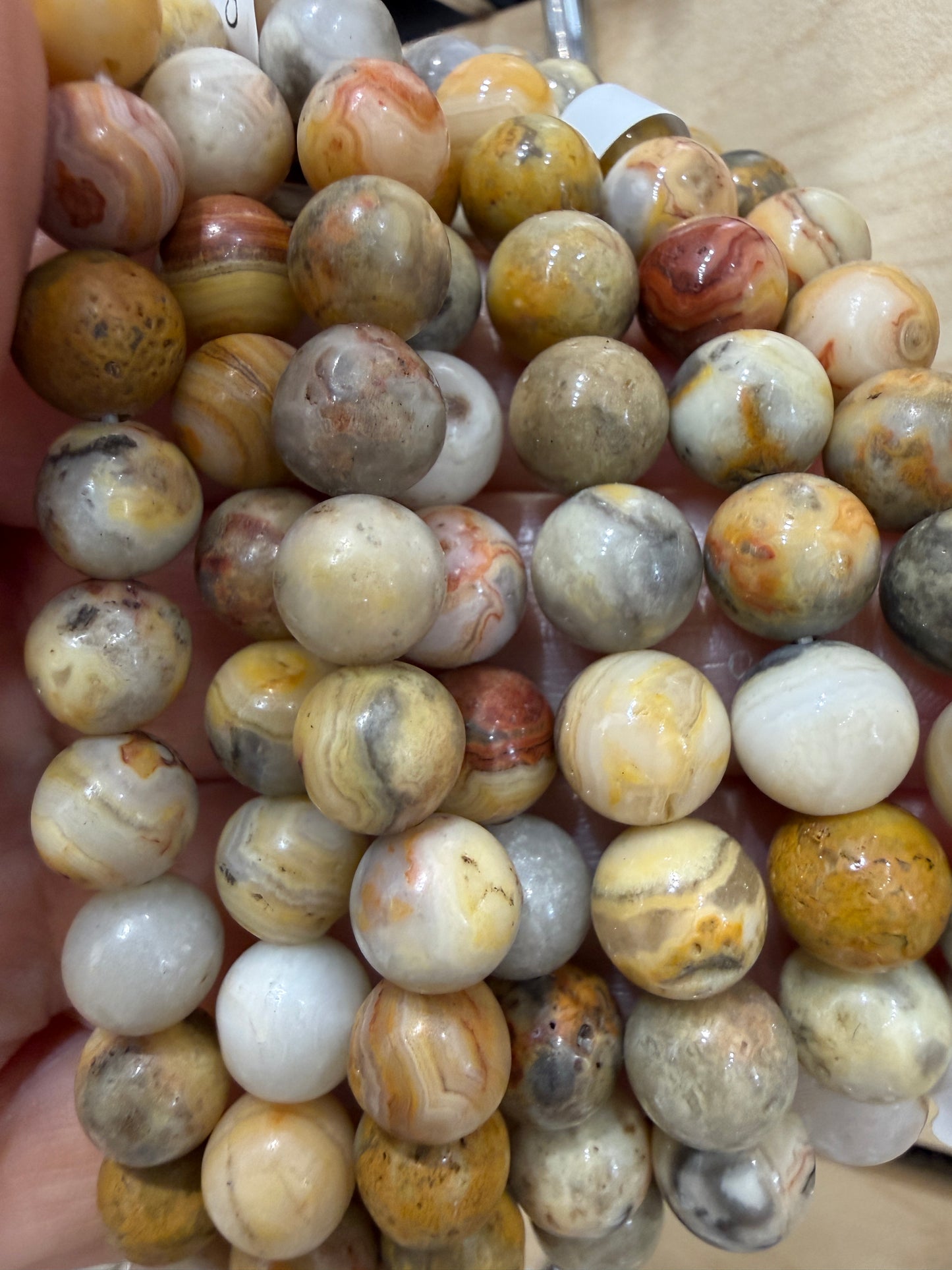 Crazy Lace Agate Stretch Bracelet- Round Smooth 7.5 inches