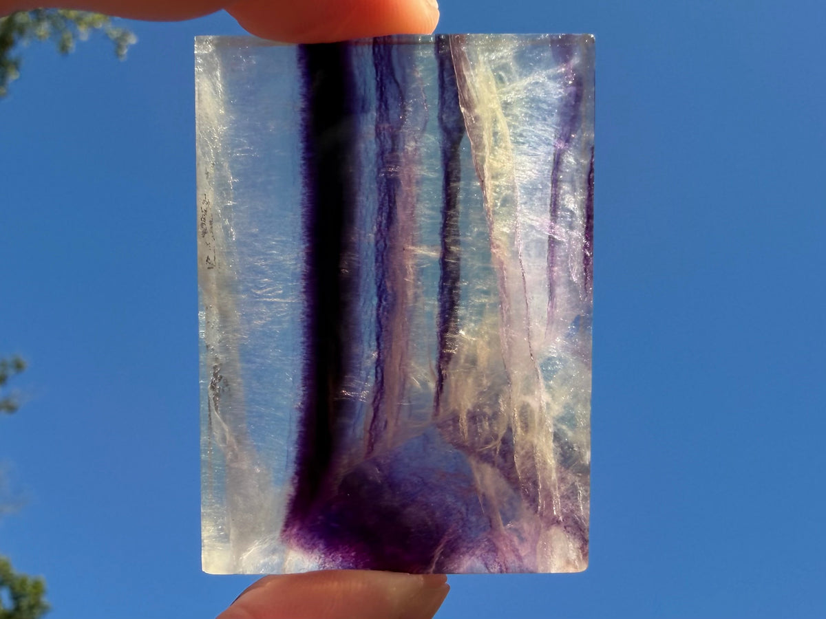 Rainbow Fluorite Flat Cabochon - Rainbow Fluorite Slab - Fluorite Window