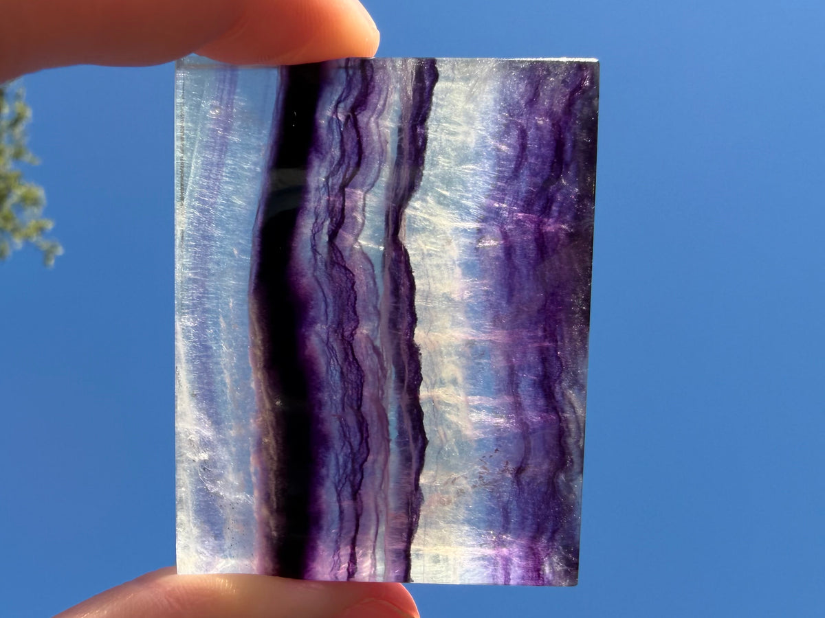 Rainbow Fluorite Flat Cabochon - Rainbow Fluorite Slab - Fluorite Window