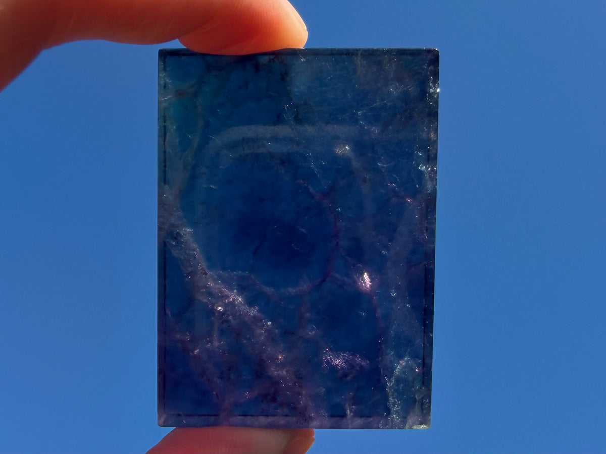 Rainbow Fluorite Flat Cabochon - Rainbow Fluorite Slab - Fluorite Window