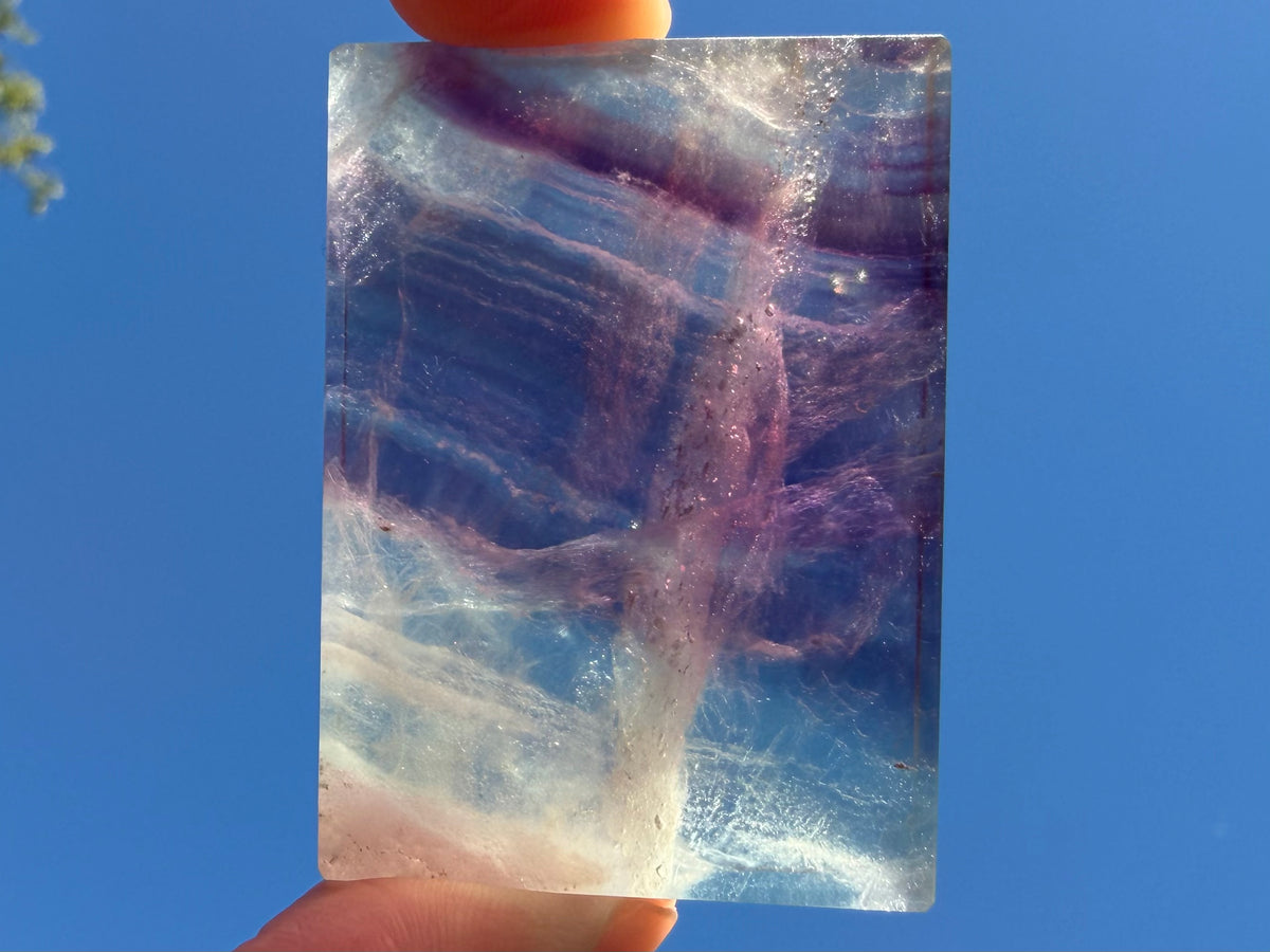 Rainbow Fluorite Flat Cabochon - Rainbow Fluorite Slab - Fluorite Window
