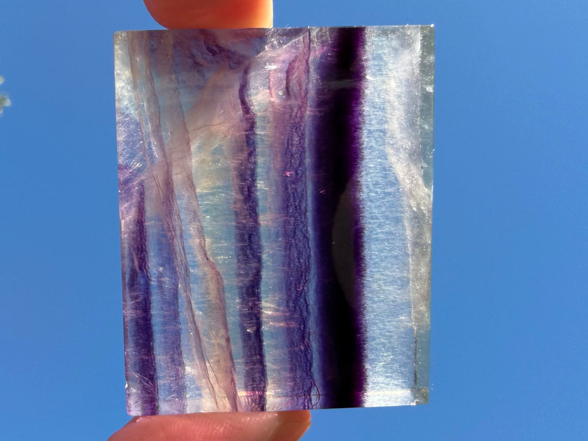 Rainbow Fluorite Flat Cabochon - Rainbow Fluorite Slab - Fluorite Window