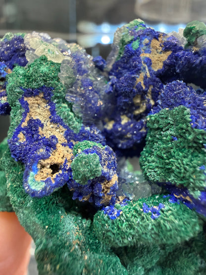 Azurite, Malachite ps Selenite, Calcite- Apex Mine, Jarvis Peak, Beaver Dam Mountains, Washington County, Utah, USA