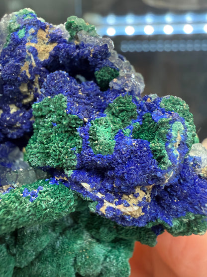 Azurite, Malachite ps Selenite, Calcite- Apex Mine, Jarvis Peak, Beaver Dam Mountains, Washington County, Utah, USA