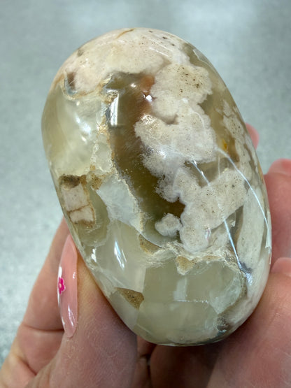 Flower Agate Palm Stone - 2.6"