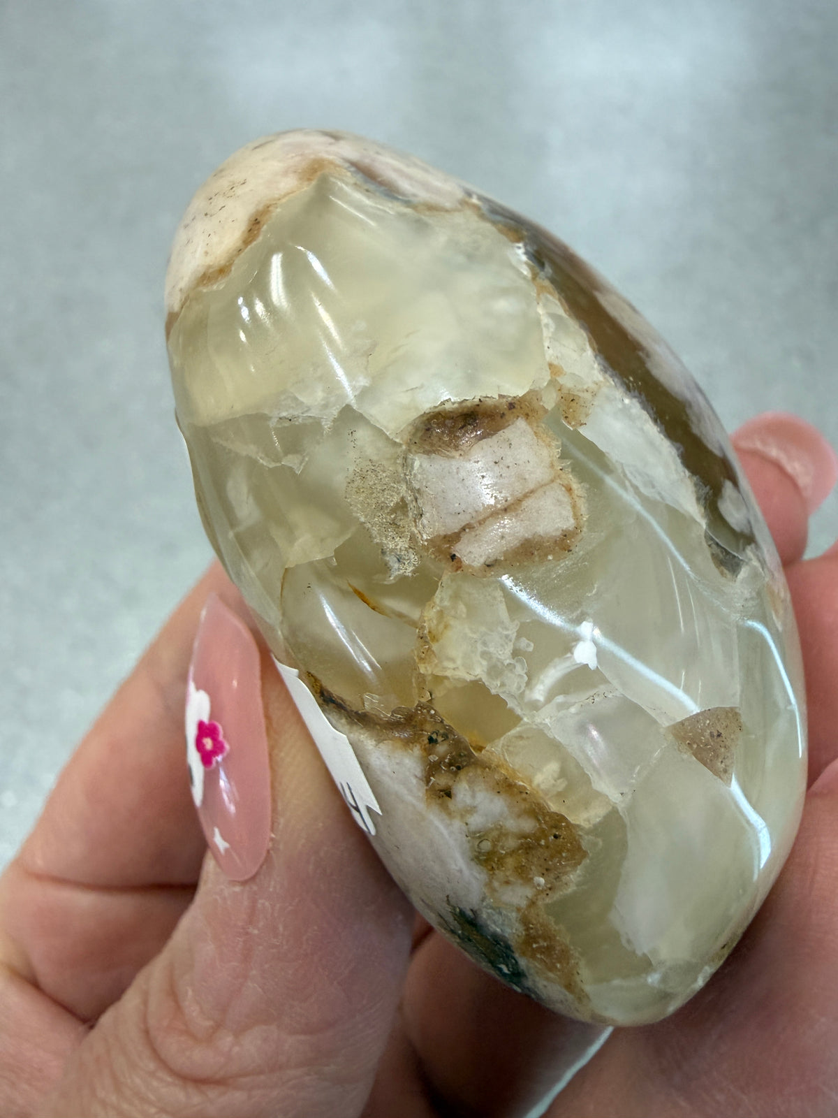 Flower Agate Palm Stone - 2.6"
