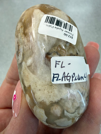 Flower Agate Palm Stone - 2.6"