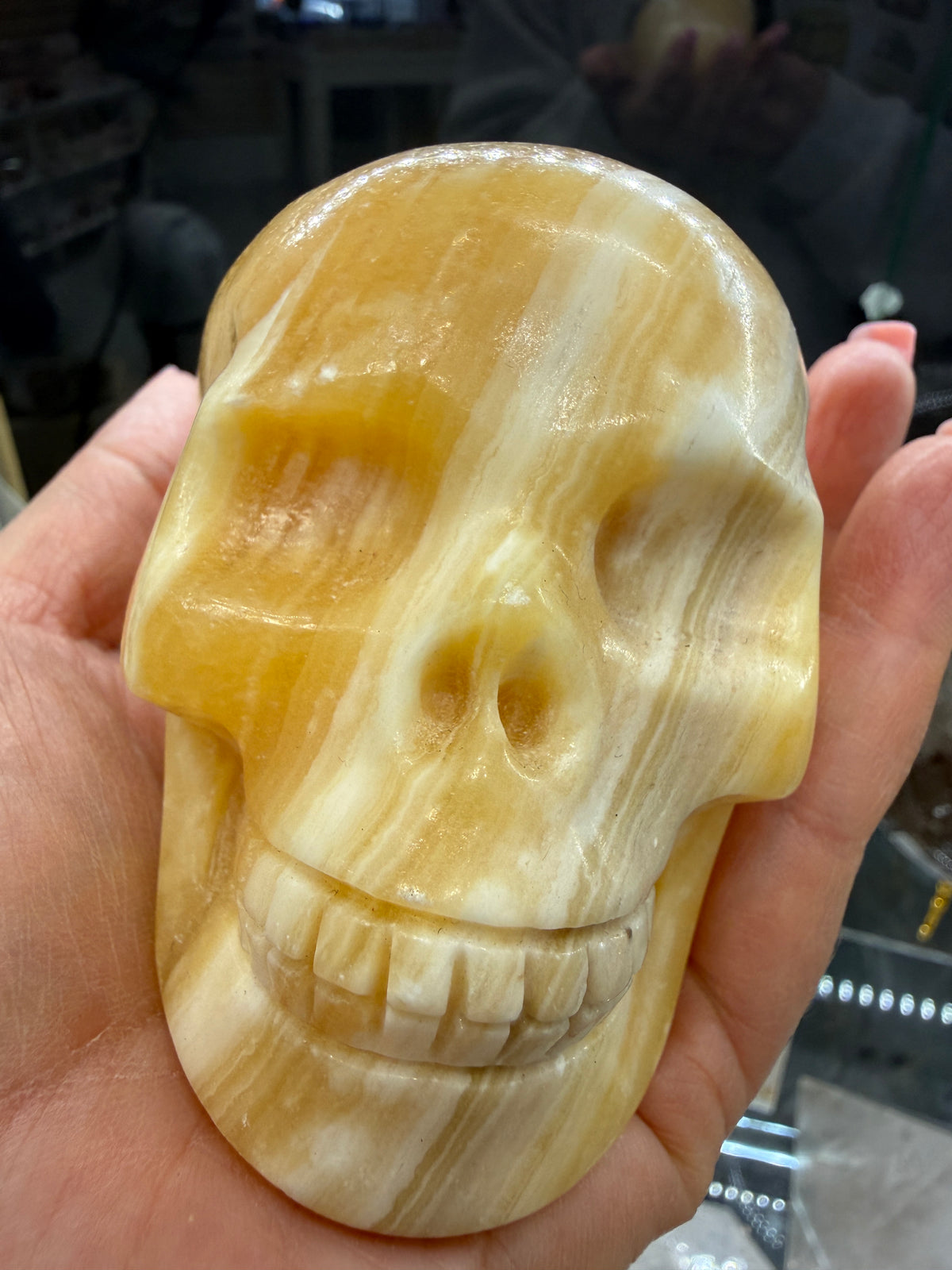 Orange Calcite Skull