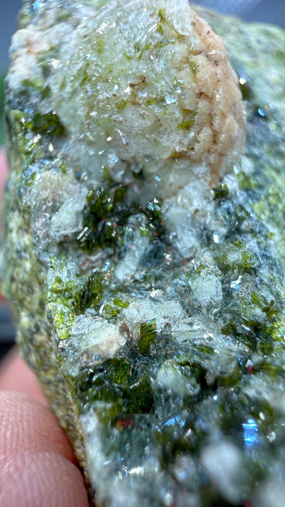 Prehnite with Epidote- Imilchil, Midelt Province, Drâa-Tafilalet Region, Morocco