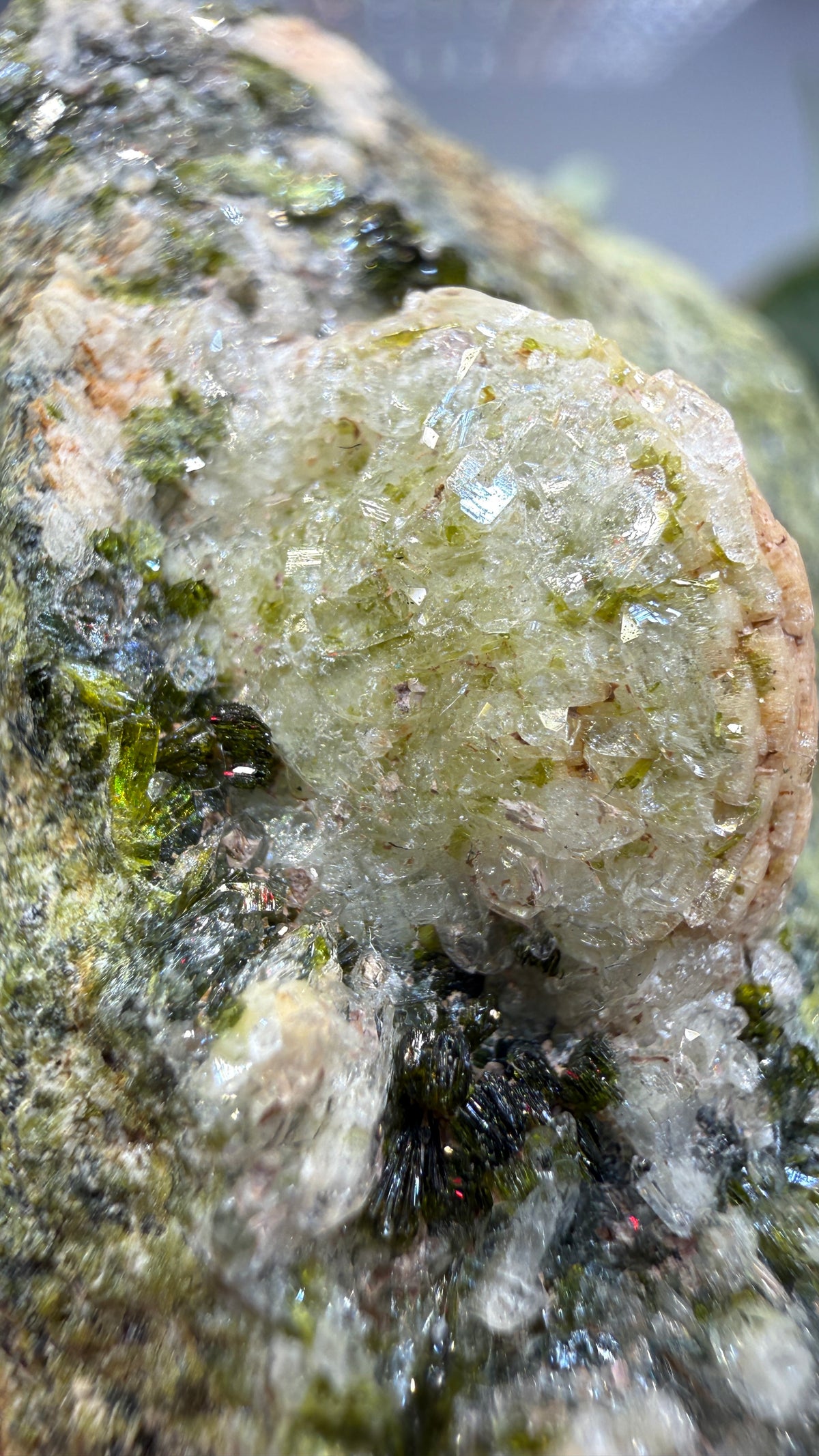 Prehnite with Epidote- Imilchil, Midelt Province, Drâa-Tafilalet Region, Morocco