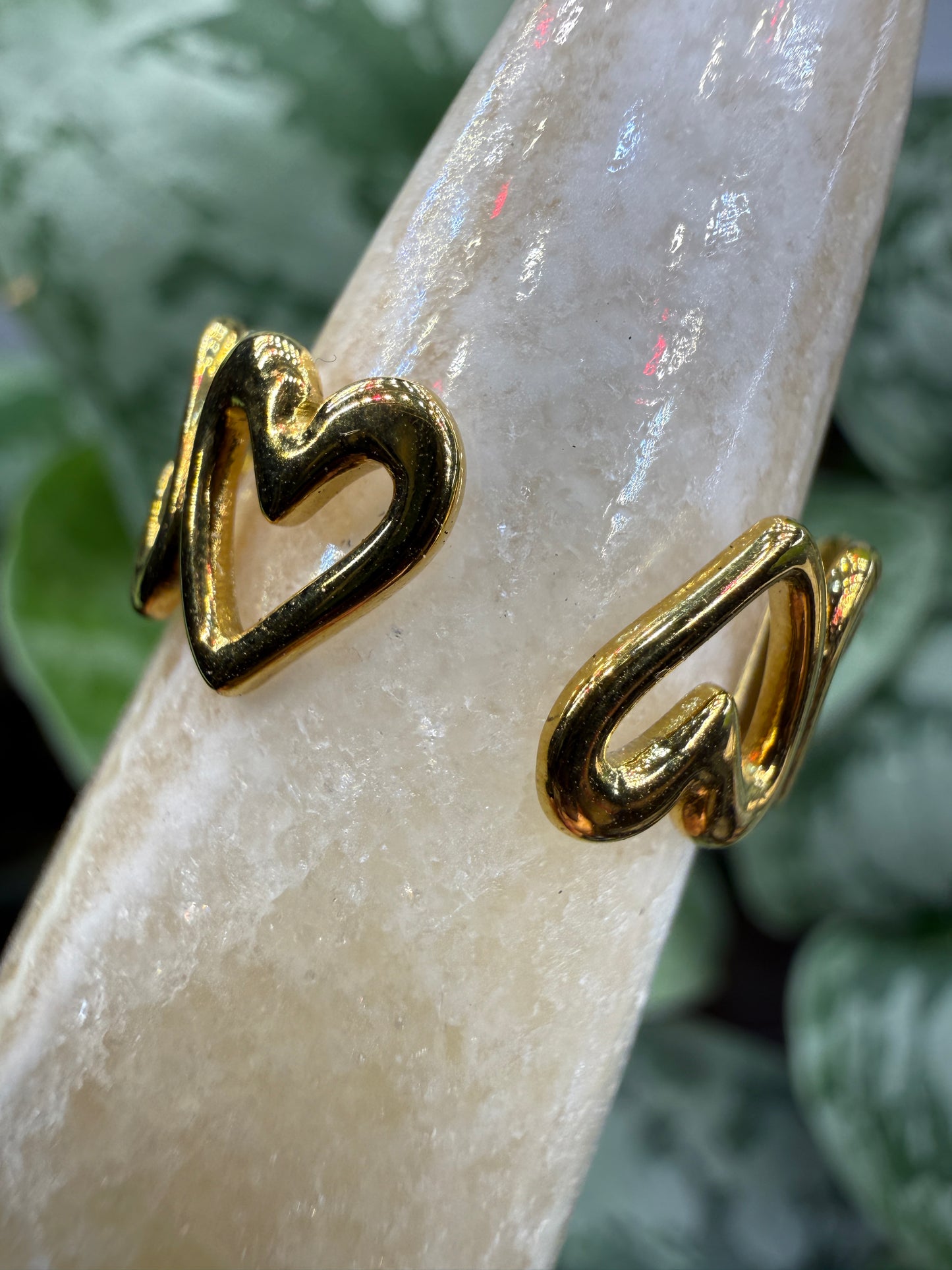 Open Heart Adjustable Ring– 18K Gold-Plated Stainless Steel