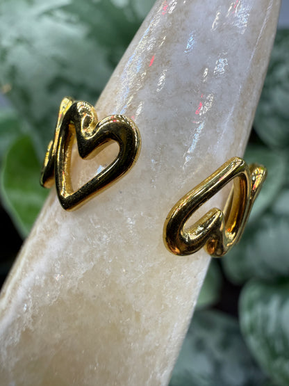 Open Heart Adjustable Ring– 18K Gold-Plated Stainless Steel