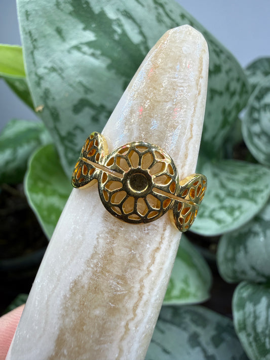 Sunburst Adjustable Ring– 18K Gold-Plated Stainless Steel